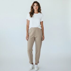 Eileen Fisher Pant Women's Size XL Wheat Stretch Crepe Slits Comfy USA Made